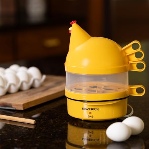 Maverick SEC-14 HENRIETTA HEN EGG COOKER | 14 Egg Capacity Electric Egg Maker for Hard, Soft & Poached Eggs | Fun Retro Hen Design, Dishwasher Safe - Yellow