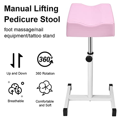 Pedicure Manicure Footrest, Adjustable Height with Soft Cushion Pedicure Stool Non-Slip, Pedicure Nail Equipment for Salon Spa Beauty,Pink - Thumbnail 5
