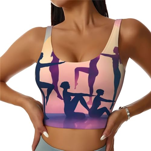 TTYDOKLA Sujetadores deportivos de alto impacto con estampado de juegos de gimnasia, tops de entrenamiento con brasier integrado, para fitness, correr y yoga, Negro, XXL
