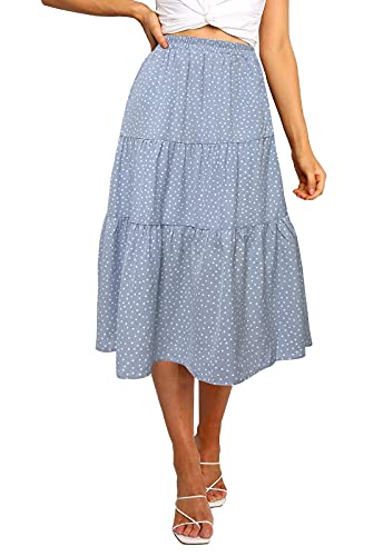 MEROKEETY Women's Boho Leopard Print Skirt Pleated A-Line Swing Midi Skirts