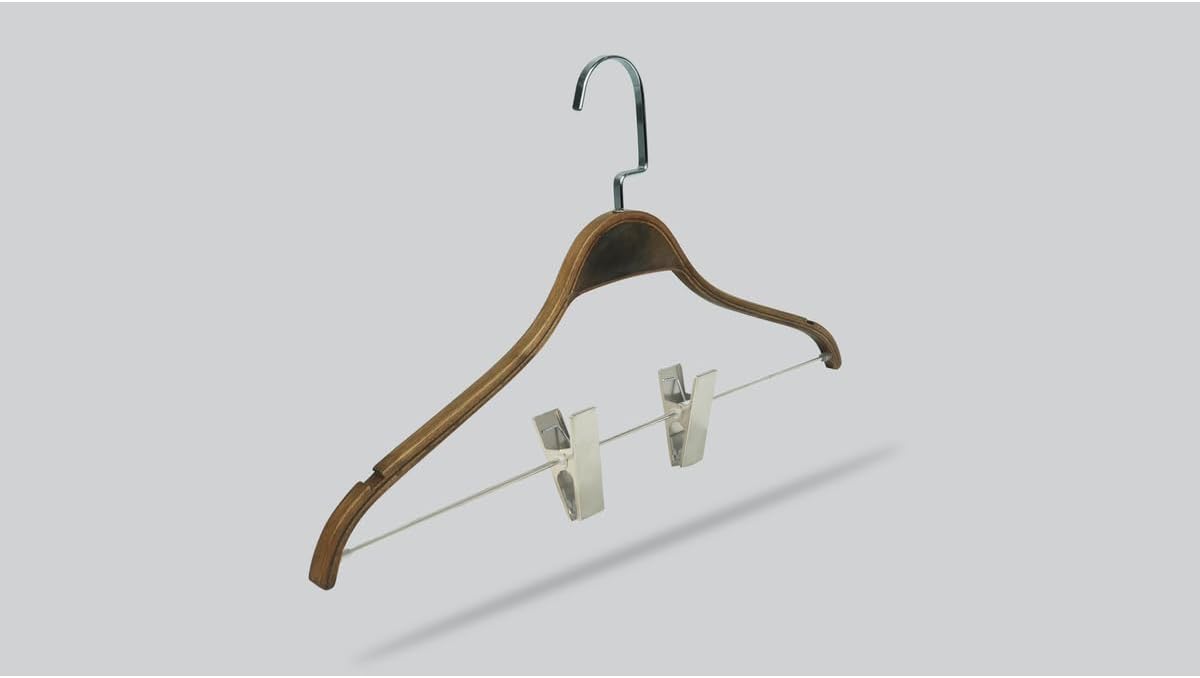 Skirt Dress Hangers 8 Pack Wooden with Clips Silver Hook Brown Color for Closet Organization - Brown