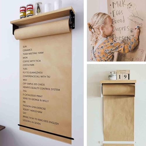 Distributeur de rouleau de papier kraft mural et coupe-papier, support mural pratique pour la maison, le bureau, le café et l'école