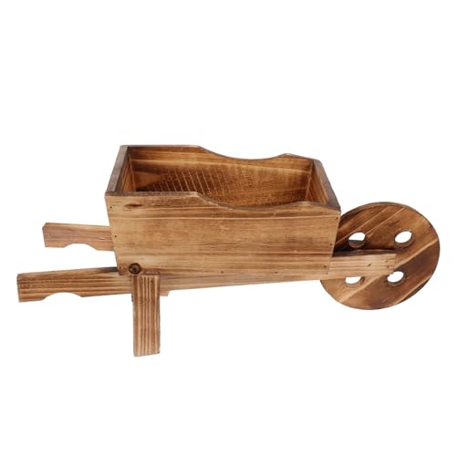 iplusmile Fioriera in Legno Forma Carretto Vintage Portafiori Decorativo Multifunzionale per Piante Cactus e Aromatiche Vasi Esterno e Ufficio