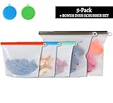 Silicone Bags Reusable, Silicone Food Storage Bag | BPA Free, FDA Approved & Airtight: 3 Medium + 2 Large Silicone Reusable Food Bag | Reusable Silicone Food Bag, Silicone Bags, Silicone Ziploc Bags