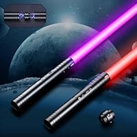 Laserschwert Kinder, USB-C Lade Lichtschwert Kinder, RGB 15 Farben 2 in 1 Lichtschwert, Duell Lightsaber mit 4 Modi, Metallgriff Lichtschwerter, Laser Schwert Kinder und Erwachsene Licht schwerter 2PC