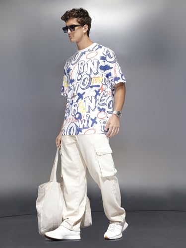 Image of WROGN Men's 100% Cotton Jeans | Solid | Baggy Fit