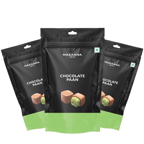 Image of Mazaana Chocolate Paan 80g | Real Paan | Mouth Freshner | Pure Chocolate, No Compound | Enrobed in Fine Dark Chocolate | Pack of 3