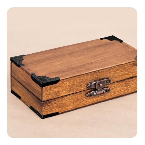 Image of 24Pcs Decorative Metal Box Corner Guard Protectors, 2.2 inch x 2.2 inch Antique Black Edge Covers for Furniture, Jewelry Boxes, Cabinets