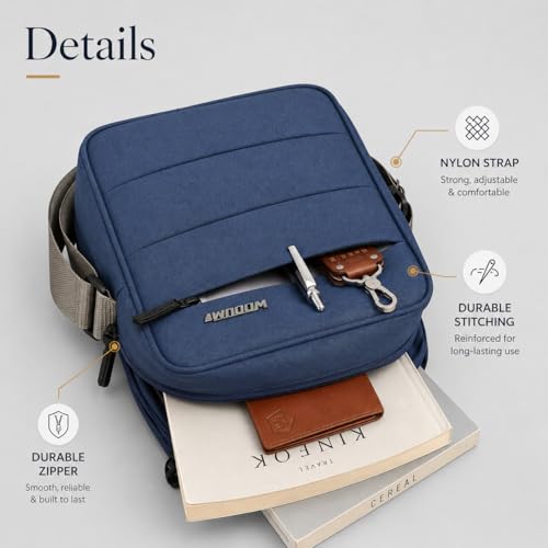 Image of Wooum Crossbody Sling Bag for Men & Women - Water-Resistant Side Shoulder Bag with 2 Main Compartments & Zipper Pockets - Perfect for Office, Travel & Daily Use