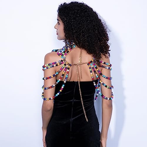 Ccbodily Pearl Body Chain Bra - Fashion Shoulder Necklaces Bra Chain Body Jewelry (Mix) #TOP4