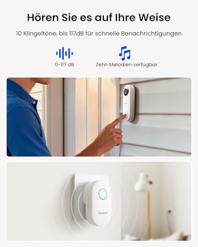 Reolink 5MP Video-Türklingel PoE-Kamera mit Chime, 3:4 Kopf-zu-Fuß-Ansicht, 2-Wege-Audio, Personen-/Paket-Erkennung, Wasserdicht, Nur unterstützt NVR, Verkabelt - Nicht WLAN Version, Weiß 3