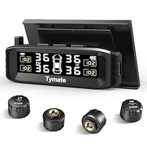 Tymate TM8 Tire Pressure Monitoring System, Wireless Solar TPMS with 4 External Sensors & 6 Alarm Mo...