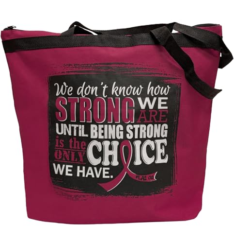 Fight Like a Girl How Strong We Are Darcey Tote Bag for Multiple Myeloma, Sickle Cell Anemia, Brain Aneurysm Awareness - Burgundy Ribbon