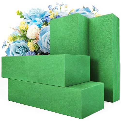 Max Shape Pack of 4 Large Size Floral Foam Blocks for Fresh and Artificial Flowers (9â€ L x 4â€ W), Wet Florist Foam Blocks for Wedding Holiday Decorations (4 Pack)