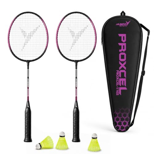 Image of Jaspo Proxcel-1102 Badminton Kit | Lightweight Metal Badminton Rackets with Shuttlecocks | Balanced Frame | Comfortable Grip for Powerful Smashes | Ideal for Beginners, Kids & Teens