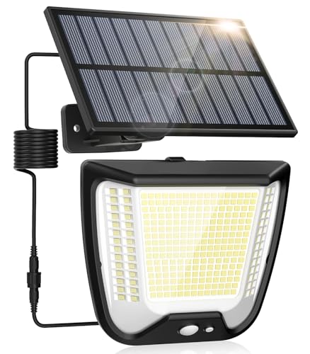 spqment Outdoor Solar Powered Security Lights: 288 LED Solar Outdoor Garden Flood Light 3 Motion Sensor Mode Outside Solar Panel Floodlight 270° Lighting IP65 Waterproof for Garden Shed Yard Porch