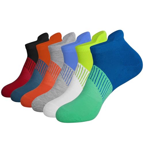 JOYNÉE Mens Athletic Ankle Running Sports Low Cut Tab Socks for Men 6 Pairs,Multicolored1,Sock Size 10-13