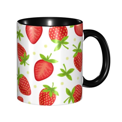 マグカップ いちご柄 苺柄 イチゴ柄 コーヒーカップ 330ml 陶器 食器 おしゃれ 男女兼用 ミルクコップ コーヒー ティー オフィス 家庭用 誕生日 贈り物
