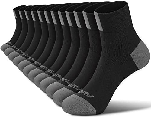 PAPLUS Women’s Quarter Compression Socks 6 Pairs, Cushion Running Athletic Sport Ankle Socks with Arch Support