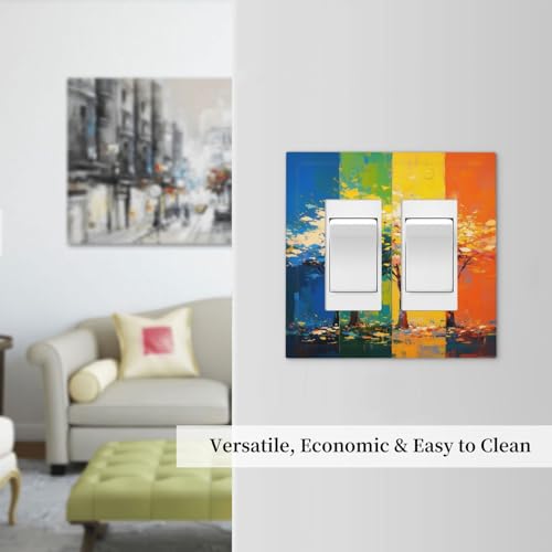 Nadoabtm Decorative Outlet Covers Art Oil Painting Tree Seasonal Change Vibrant Colors 2 Gang Double GFCI Rocker Electrical Wall Panels Light Switch Cover Plate for Bedroom Bathroom Decor by Nadoabtm - Image 7
