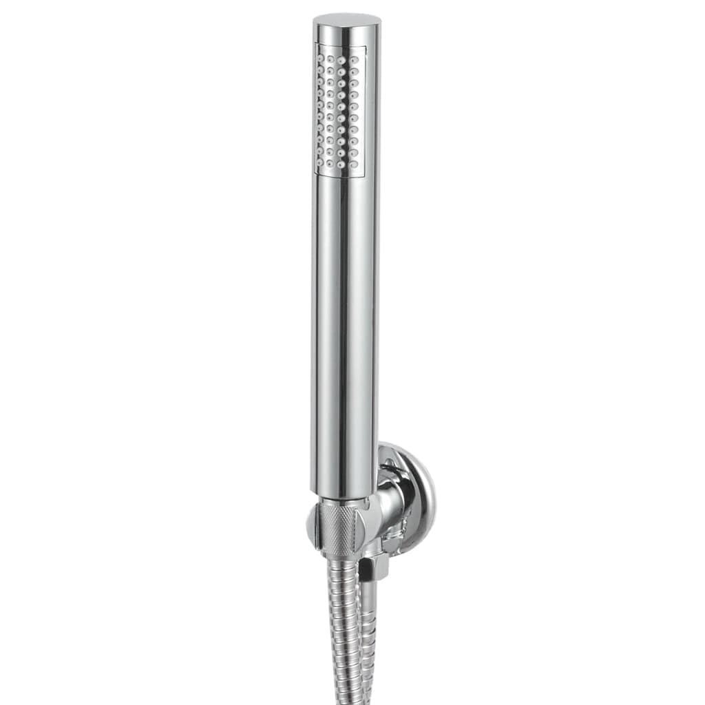 Sistema doccia in acciaio inox 201 argento con soffione rotondo 30 x 30 cm, doccetta 2,8 x 22 cm, 140 ugelli anticalcare, tubo flessibile da 150 cm, montaggio a parete, doccia benessere per