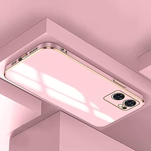 Image of Apurb Store for Oppo Reno 7 5G Plating Square Gold Frame Phone Case Luxury Soft Silicone Back Cover (for Oppo Reno 7 5G, Pink)