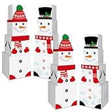 Teling 16 Pcs Christmas Nesting Gift Box Bulk Large Xmas Stackable Gift Box Decorative Stacking Boxes in 4 Assorted Sizes, Chimney Design Ideal for Present Gift Wrapping Party Decor