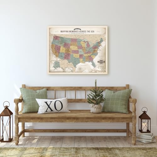 Image of DECORARTS - Vintage Soft Pastel USA Map Canvas Wall Art, United States Maps for Wall, Hand-Stretched Giclee Print, Living Room Bedroom Office Home Decor, Ready to Hang, Handcrafted in USA, 20x16''