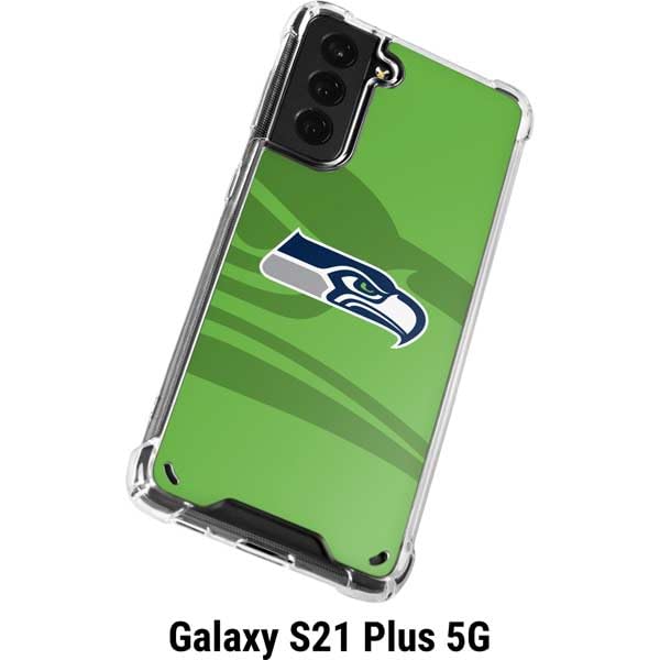 Skinit Clear Phone Case Compatible with Galaxy S21 Plus 5G - Officially Licensed NFL Seattle Seahawks Double Vision Design