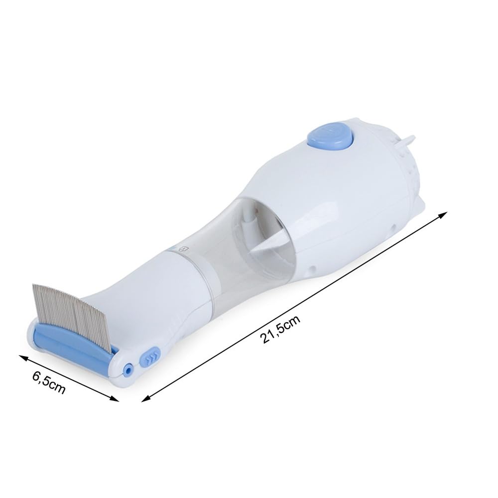 PARENCE.- Peine eléctrico para piojos con dispositivo de aspiración y filtros de limpieza/Herramienta para tratar piojos y liendres (peine/aspiradora), toma de carga de pared - Niños, mascotas