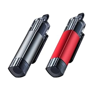 Okdance 2Pcs Car Window Breaker, 2-In-1 Window Breaker and Seat Belt Cutter Car Escape Tool Seatbelt Cutter Window Breaker Car Safety Hammer Emergency Safe Hammer Glass Breaker (Red+Grey)