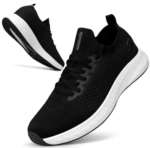 Image of Mens Slip on Lightweight Walking Shoes Non Slip Breathable Running Shoes Comfort Tennis Workout Gym Sneakers with Shoelace