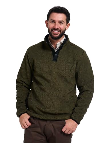 Image of JACK PYKE Ashdown Men’s Fleece Pullover Top – Lightweight Snap Front Fleece Jacket, Elastic Cuffs & Pockets, Field Jumper for Hiking, Work & Outdoor Wear - Green, XL