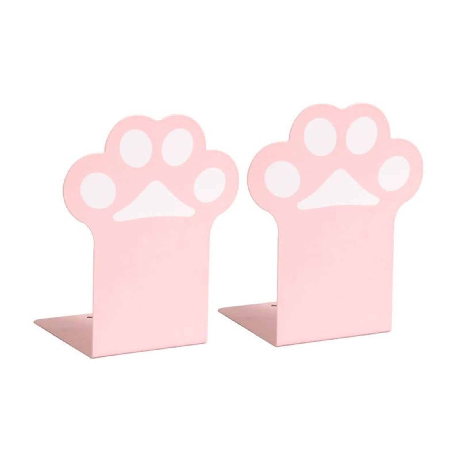 Bookends 2pcs Creative Cat Paw Bookends Kawaii Anti-skid Book Organizer Desktop Support Stationery Office Supplies(Pink)