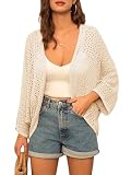 GRACE KARIN Women 2024 Summer Cardigan Sweaters for Women Lightweight Open Front Boho Kimono Knitwear Beach Swim Cover Up XL, Apricot