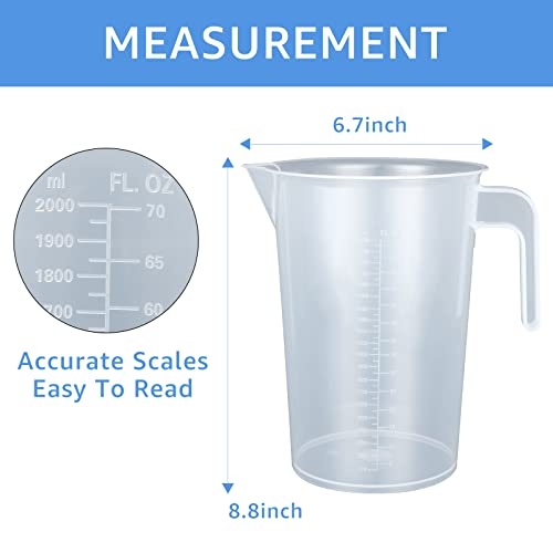 Pack de 4 vasos medidores plásticos de 2 litros miniatura 2