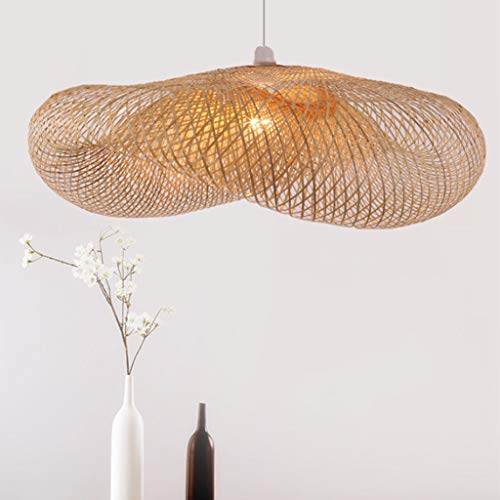 Suspension E27 Lampe Suspension Bambou Pendentif Industriel Lustre Tissage Intérieur Vintage Lampe Naturel Luminaire Plafonnier Bambou Suspendue Restaurant Salon Chambre Café Bambou Lampes,100cm
