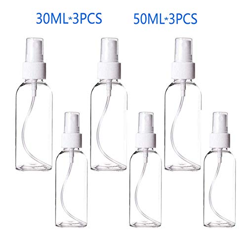 Preisvergleich Produktbild Zerstäuber sprühflasche,6PCS 30ml&50ml Sprühflasche klein,Pumpzerstäuber Sprühflasche transparent, Leer Feinen Nebel Sprühflasche,Parfumzerstäuber nachfüllbar Reise Zerstäuber Flaschen