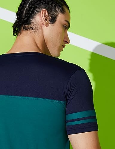 Amazon Brand - Symbol Men's Color Block Active Regular Fit Sports T-Shirt | Round Neck | Half Sleeve (Available in Plus Sizes)
