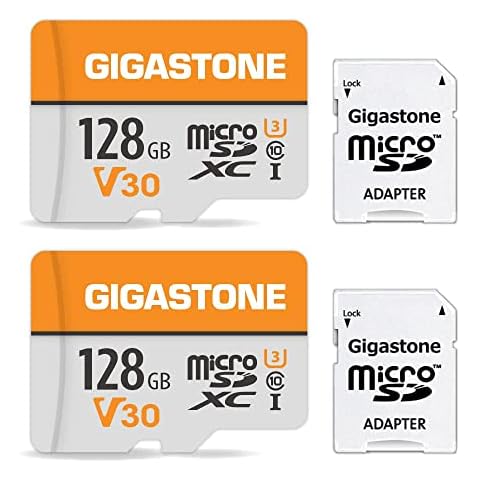 GIGASTONE 128GB 2-Pack Micro SD Card, 4K Video Pro, Compatible with GoPro, Security Camera, Dash cam, Drone, 95MB/s MicroSDXC Memory Card UHS-I V30 Class 10, with 2 SD Adapter Cover
