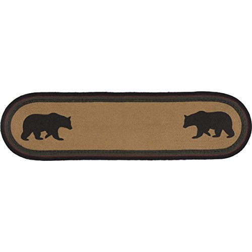 Vhcbrandsdarktanrusticlodgetabletopkitchenwyattbearstenciledovaljutebeddingaccessoryrunner13x48brown  Urban Country Home Decor Vhc brands dark tan rustic lodge tabletop kitchen wyatt bear stenciled oval jute bedding accessory runner 13×48 brown  urban country home decor