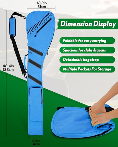 Big Teeth Golf Sunday Bag, Small Golf Bag Lightweight, Par 3 Golf Bag for A Few Clubs Driving Range, Practice with Carry Shoulder Strap Foldable Multi-Colour - image 3