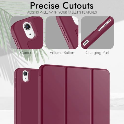 Image of Robustrion Case for iPad 11th Gen (A16) / 10th Generation Cover Case (2025 /2022), Smart Flexible Trifold Flip Stand Cover [Pencil Holder] for iPad 10th Gen / 11th Generation [Auto Sleep Wake] - Maroon