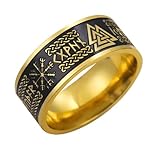 VASSAGO Anillos Vikingos para Hombres Mujeres Runas Nórdicas Mjolnir Vegvisir...