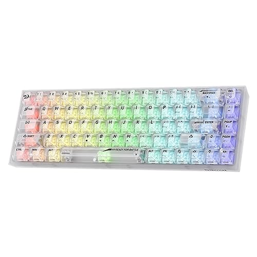 Image of Redragon K631 PRO 65% 3-Mode Wireless RGB Gaming Keyboard, 68 Keys Compact Full-Transparent Mechanical Keyboard w /Hot-Swap Free-Mod PCB Socket, Translucent Custom Switch - White