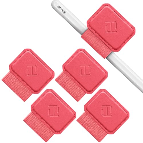 Fintie Paquete de 4 Soportes para bolígrafo Apple Pencil Pro, Apple Pencil (USB C) y 1ª/2ª generación y lápices capacitivos, Funda de Cuero Adhesiva elástica unida a Las Fundas, sandía