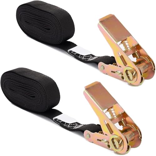 MOOCY Small Ratchet Strap,Heavy Duty Endless Ratchet Tie Down Straps,NO Hook Nylon Black Tie Down Straps for Motorcycles, Kayak