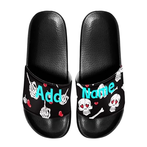 Image of Personalized Women Skull Slides Customized Shoes Open Toe Women's Slide Sandals Size 10 Quick-dry Custom Slip On Sandals for Women Beach
