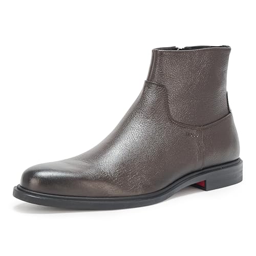 Image of HUGO Men's Kerr Leather Zip Up Chelsea Bootie