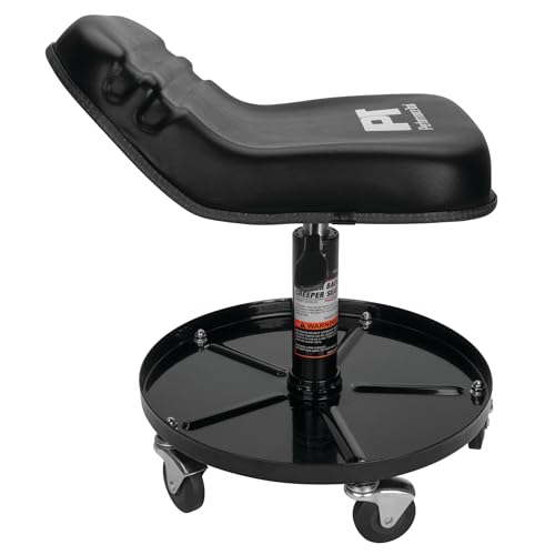 Image of Performance Tool W85020 Tractor Creeper Rolling Work Seat with Storage Tray for Mechanic Garages and Workshops, Black, 24-inch Height